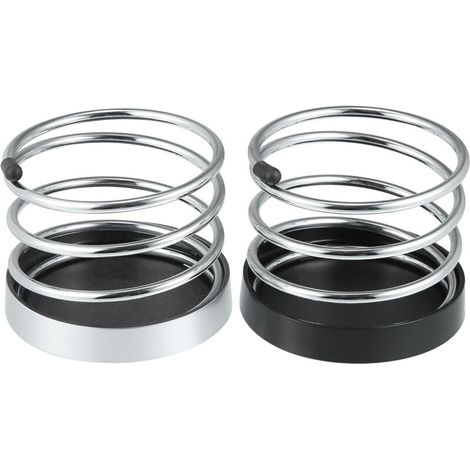 ZVD Lot de 2 porte-gobelets pour tableau de bord de voiture, porte-gobelet pour bouteille d'eau, porte-gobelet pour tableau de bord avant, noir, ton argent, universel pour voiture, camion, bateau, car (1/5)