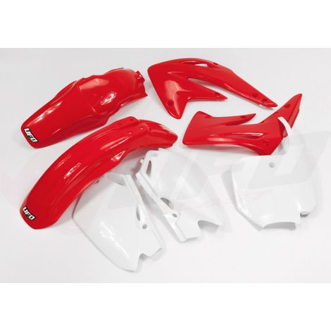 Kit de plásticos UFO para Honda CR 85 '03-'17, color OEM (rojo/blanco) (HO109E999)