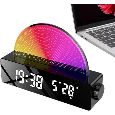 Elektronischer Wecker für Kinder – Sonnenaufgangssimulation – Intelligenter Wecker – Wecker fürs Schlafzimmer – Mehrfarbiges Display für Tiefschläfer