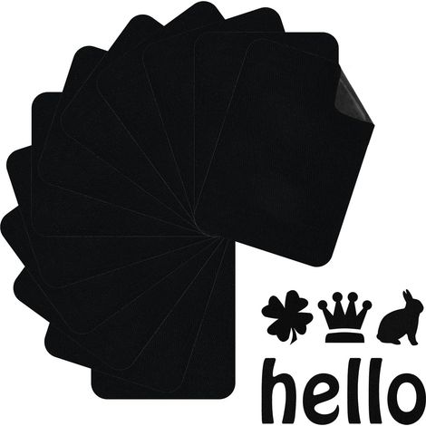 Lot de 12 patchs thermocollants noirs pour vêtements - 7,5 x 10,5 cm - Thermocollants - Pour l'intérieur et l'extérieur - Colle la plus forte - En coton - Pour réparation de vêtements, pantalons