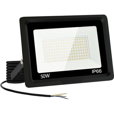 Projecteur LED d'extérieur, 100-265 Volt, Projecteur LED Boîtier aluminium Projecteur d'extérieur étanche Haute luminosité Projection linéaire sans prise, 50 Watt (1/5)