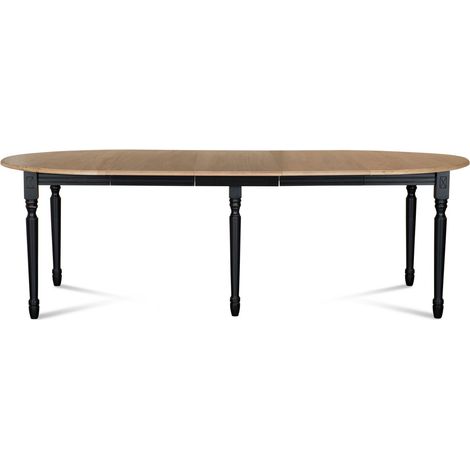 Hellin – Table ronde extensible en chêne massif 105 cm – 3 rallonges de 40 cm – Pieds tournés pour 12 convives – Fabrication européenne