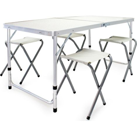 Juego de mesa taburetes de camping 120 cm muebles plegables de aluminio jardín exterior 160002494