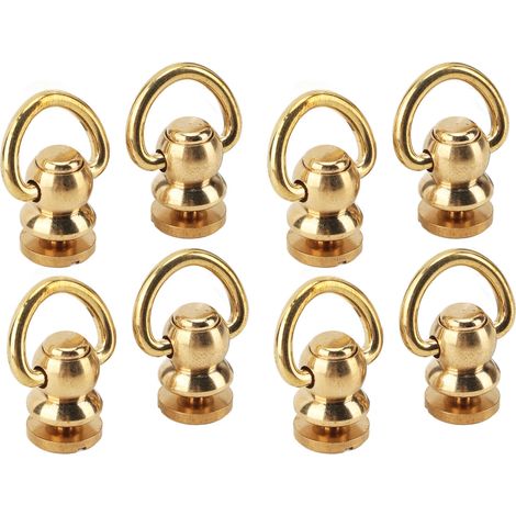 12 jeux de rivets en forme de D, en laiton plaqué or, pour la fabrication de lanières de portefeuille en cuir et la décoration de chaussures. (1/5)