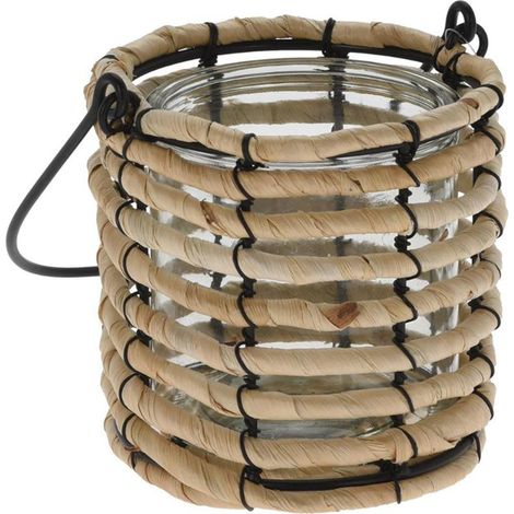 LINTERNA VELA VIDRIO FIBRA PEQUEÑA 13,5x15 CM PROGARDEN