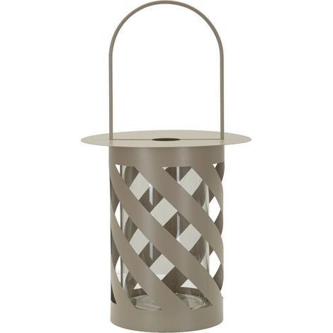 Lanterna decorativa in metallo tortora, Ø23x43 cm – Saturno Twist (1/5)