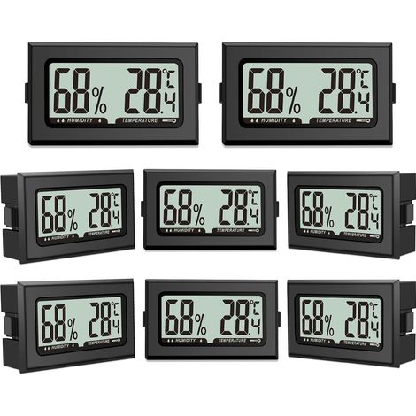 Lot de 8 thermomètres hygromètres numériques avec écran LCD pour intérieur, bureau, salon et cave à vin (piles incluses)