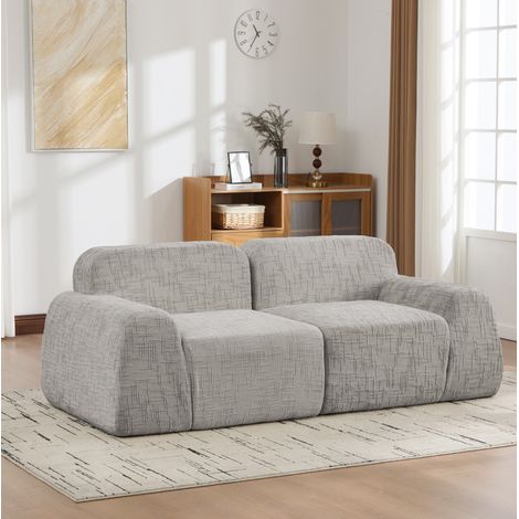Sofá modular recto en chenilla con base antideslizante, gris (1/5)