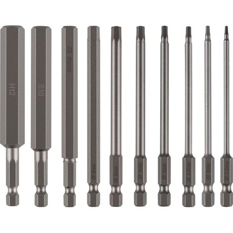 10 embouts à douille hexagonale large de 100mm 1.5-12mm, embouts de tournevis hexagonaux en acier S2, foret 1/4