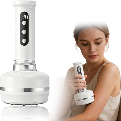 3 en 1 Appareil Anti Cellulite Électrique, Masseur Anti Cellulite avec 30 Niveaux d’Aspiration, avec Lumière Rouge et Chauffage, pour Dos, Ventre, Jambes et Bras, Blanc (1/5)