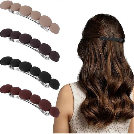 Mabor 4er-Pack französische Haarspangen für Damen, rutschfeste, dünne Haarclips für feines, kurzes Haar, matte Zinklegierung, ABS, kleine Haarspangen (1/4)