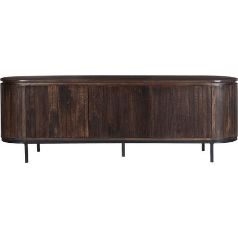 MENTON-Meuble TV 3 portes L170 cm en bois de Manguier massif Noyer (1/5)