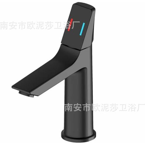 New Gunmetal Gray Washbasin Hot and Cold Water Faucet for Home Bathroom Vanity Under-Counter Basin Single Hole Splash-Proof Faucet - Black