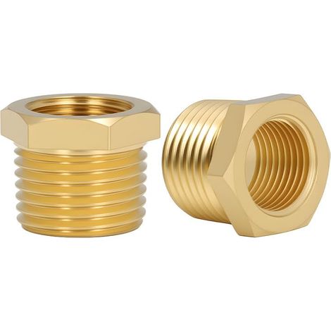 2 Pièces Bushing en Laiton Hex Réducteur Adaptateur, Filetage Femelle BSP de 3/8 pouce à Mâle BSP de 1/2 pouce, Raccord de Tube Réducteur pour Systèmes Hydrauliques et Pneumatiques (1/5)