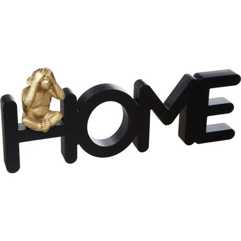 Mot à Poser Déco "Home Singe" 37cm Noir & Or (1/2)