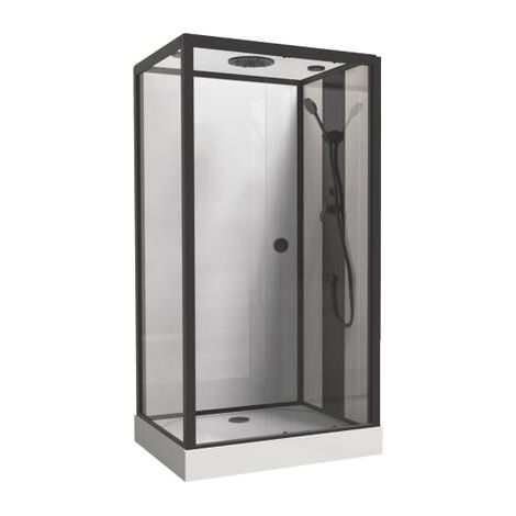 ONDEE ZEN - Cabine de douche GONEA - 110 x 80 cm - Accès de face - Profilés aluminium - Noir mat