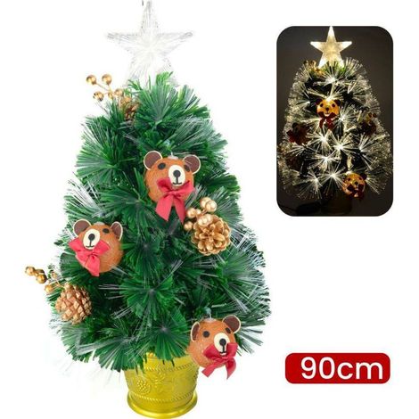 TrAdE Shop Traesio - Albero Di Natale Mini 90 Cm Con Decori Palline Orsetto E Luci Incluse Pigne -