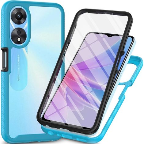Funda antigolpes para Oppo A78 5G con protector de pantalla, color azul.