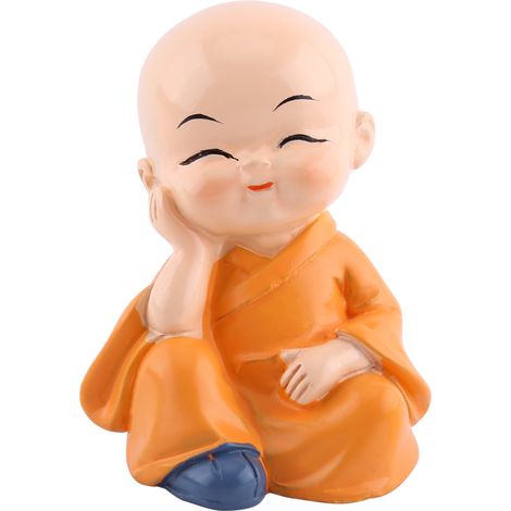 Ornement en résine représentant quatre petits moines Bouddha, décoration pour voiture ou maison. (1/5)