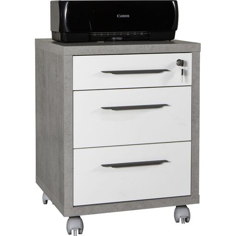 CASSETTIERA MOD. DISEGNO CM 49X45 H. 63 CEMENTO E BIANCO LUCIDO (1/5)