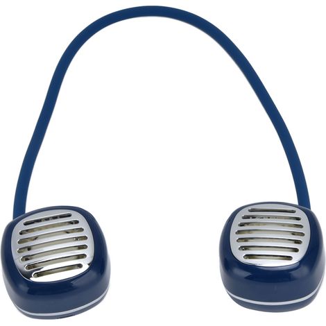 Ventilateur de Cou Portable Mini Sport USB Rechargeable pour Voyage Bleu (1/5)