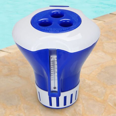 Flotteur doseur de grande taille pour comprimés de chlore et de brome de 20 à 200 g, bague de réglage du thermomètre, piscine, dosage du chlore, flotteur doseur (1/3)