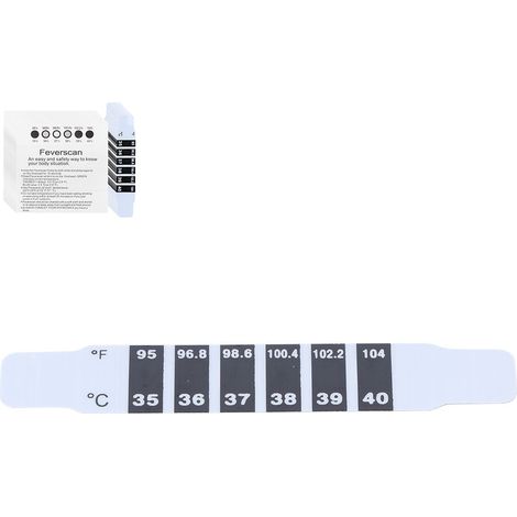 Bandes thermométriques frontales autocollantes réutilisables pour la prise de température des bébés, des enfants et des adultes, en voyage et au quotidien (50 pièces / sachet) (1/5)
