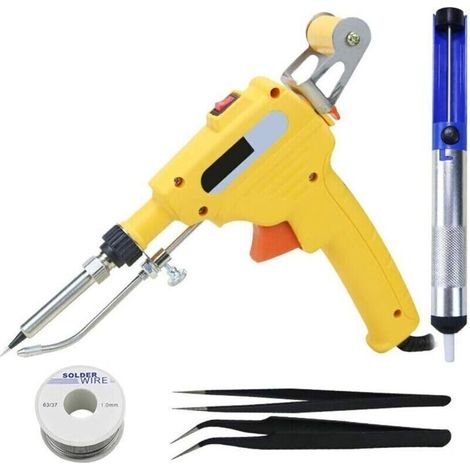 Kit de Fer à Souder à l'étain Pistolet à Souder Portatif Fer à Souder électrique Chauffé à l'intérieur Outil de Réparation de Soudage Automatique (Yellow),