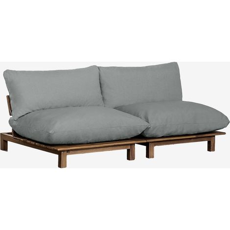 SKLUM 2-teiliges modulares Liegesofa Brina aus Akazienholz Grau Anthrazit                                  