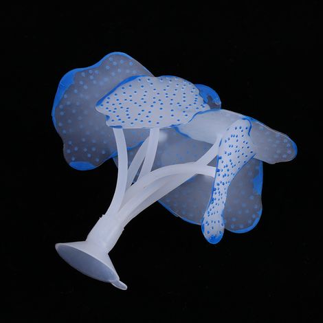 Décoration végétale artificielle en silicone pour aquarium (bleu) (1/3)