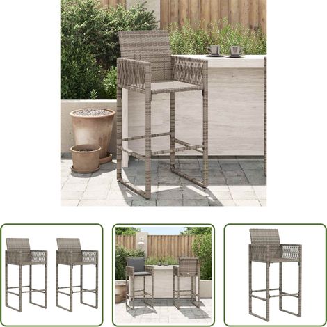 Barhocker - Garten-Barhocker 2 Stk. Grau Poly Rattan (1/5)