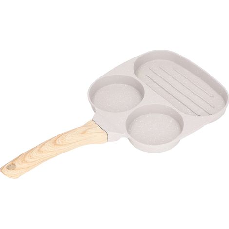 Poêle à œufs antiadhésive à fond plat en alliage d'aluminium, compatible avec les plaques à induction et les cuisinières à gaz, 3 tasses