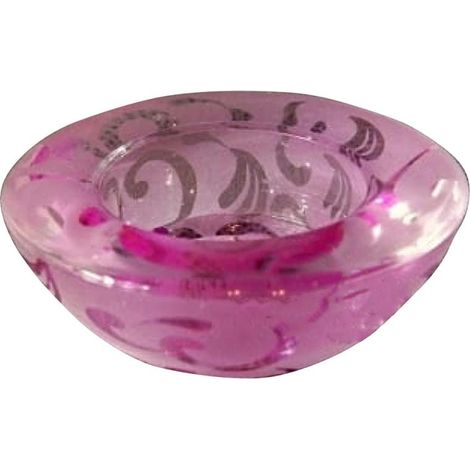 Candeliere basso in vetro rosa