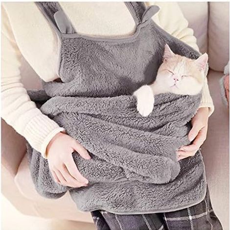 Grembiule per gatti, trasportino per animali domestici, borsa a tracolla, borsa per il trasporto di cani e gatti di piccola taglia, grembiule morbido e traspirante per animali domestici, grigio (1/5)