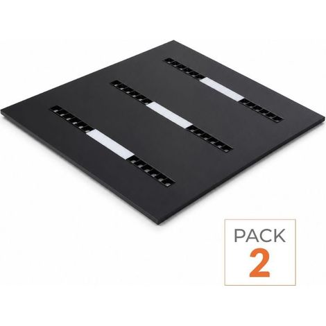 Panneau LED Grille 3 Lignes Modulaire 60x60 40W Noir - Pack de 2 - Blanc Neutre (4000K - 5500K) - SILAMP