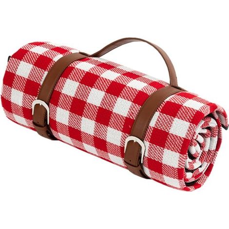 Manta de picnic / Tapete de juego de ajedrez - 200 x 150 cm - Ideal para viajes, camping, a cuadros rojos y blancos, manta de picnic (1/5)