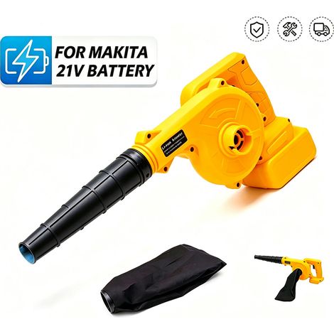 Souffleur à feuilles sans fil – Compatible batterie Makita 21 V – 2 Vitesses – 21000r/min – Moteur en cuivre puissant pour Feuilles poussière Jardin et Maison (1/5)