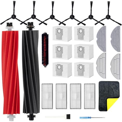 26 Pièces Kit accessoires pour Roborock S8 Pro Ultra aspirateur robot, 6 sacs,2 brosses,6 latérales,4 filtres HEPA,4 lingettes (1/5)