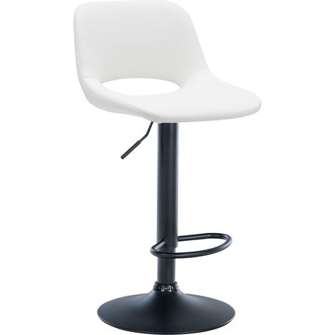 Taburete alto de bar x1 con reposapiés en PVC blanco base metal negro 100004582 (1/5)