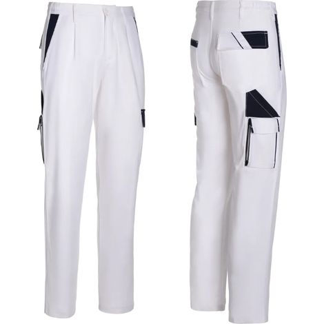 Pantaloni da Lavoro Bianchi da Imbianchino con Tasconi Cotone Massaua 100% Bianco M