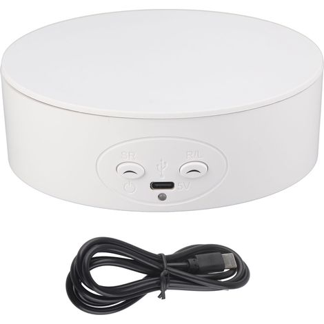 Plateau tournant électrique 360°, charge max 3 kg, présentoir rotatif pour bouteilles de vin, cosmétiques, montres - blanc (1/5)