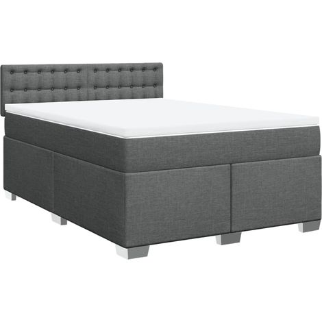 Maison Exclusive - Cama box spring con colchón tela gris oscuro 1 (1/5)