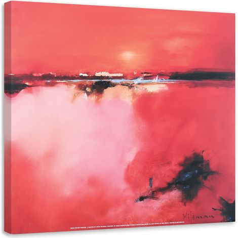 Tableau sur toile Rouge Abstraction Aquarelle 60x60 (1/5)