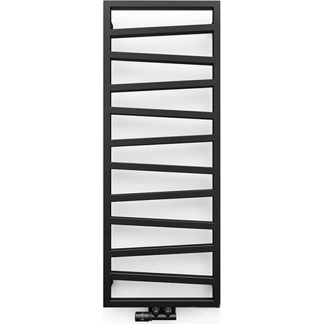 Matisère – Sèche-serviette eau chaude noir 1070mm – 500mm large – 418 Watt – Raccordement au centre 50mm – Peinture époxy noire