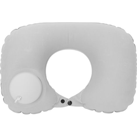 Appui-tête gonflable en forme de U, protection cervicale, coussin en velours pour voiture, bureau ou avion, gris. (1/5)