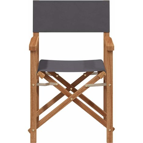 vidaXL Director Chair Grey Solid Teak Wood (1/4)