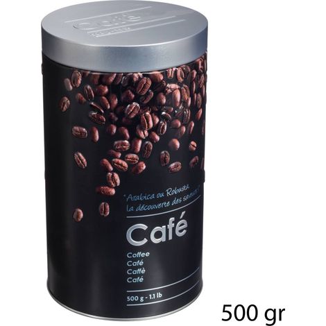 Lattina di caffè in metallo da 500 g black edition nera - 5five (1/3)