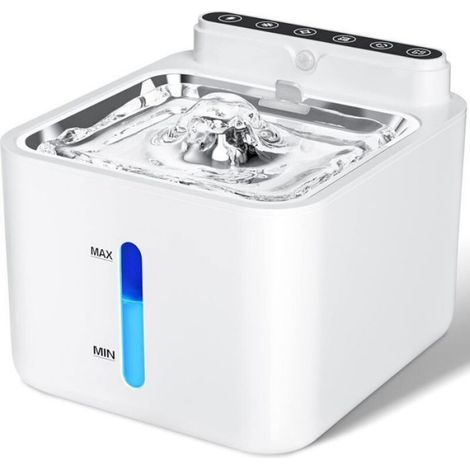 Fontaine À Eau Pour Chat - Détecteur De Mouvement - Batterie Lithium 2600 mAh - Réservoir 3,2 L - Pompe Silencieuse 30 dB - Filtre À Charbon - Sans Fil - Acier Inoxydable 304 (1/4)