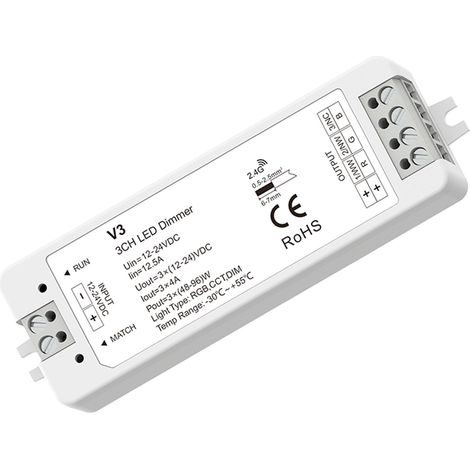 Contrôleur monochrome / CCT / RGB 12-24V DC - 3 canaux -