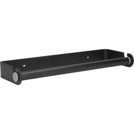 Porte-rouleau papier toilette mural 32 cm noir mat pour salle de bain et cuisine (1/5)